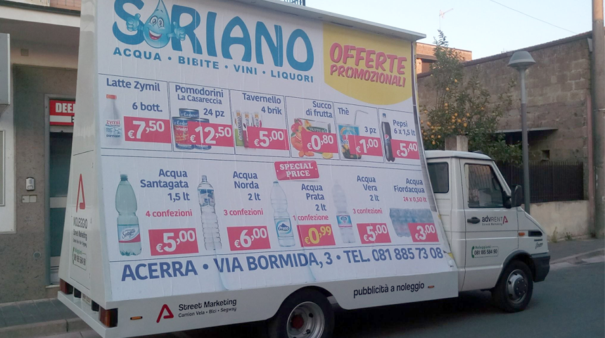 Noleggio camion a vela per pubblicità a Napoli, Caserta e Salerno